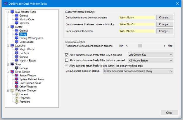 Cursor sticky